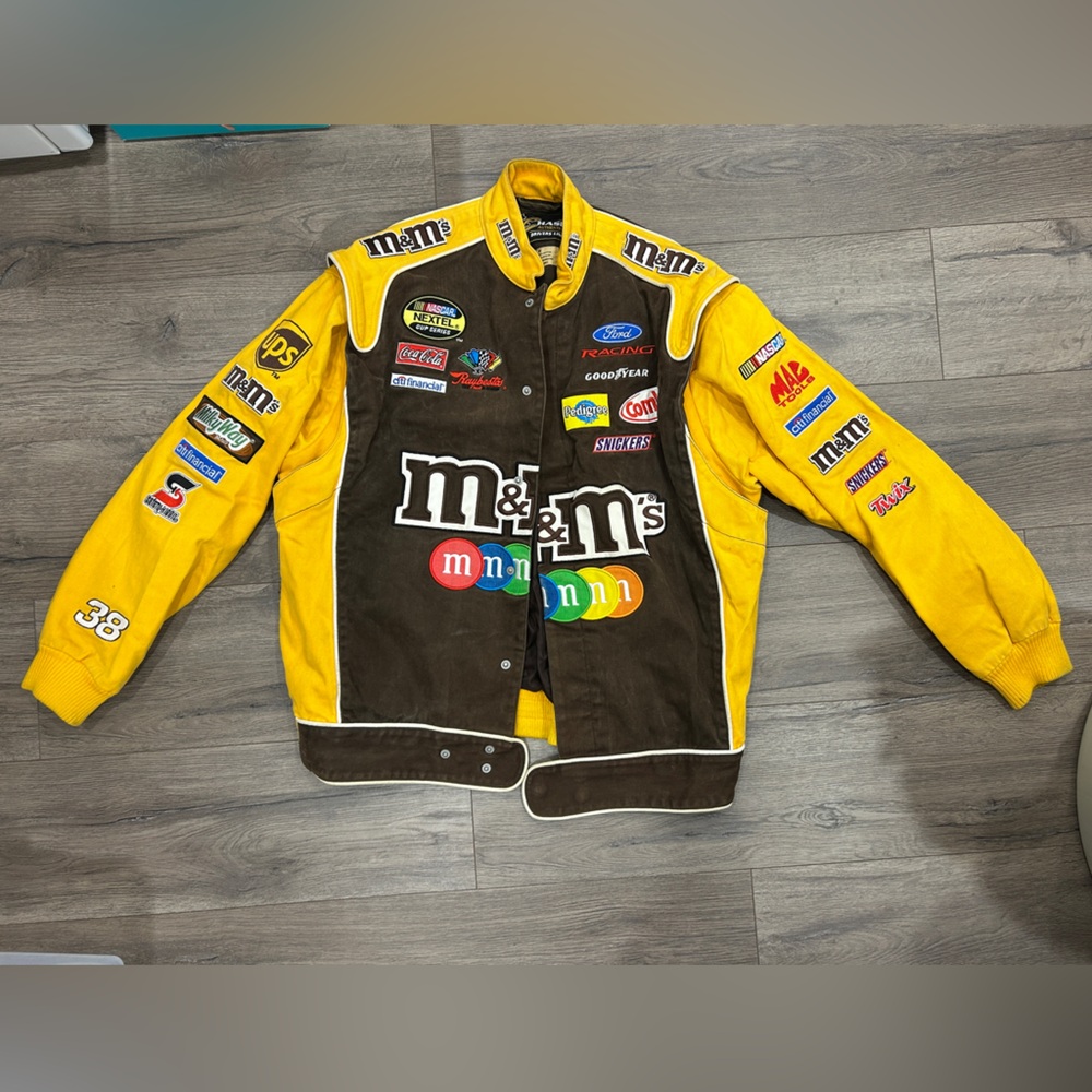 Vintage M&M’s Elliott Sadler #38 Nascar Racing Bomber Jacket Size M
